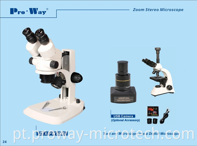 Microscópio estéreo de zoom 7X-45X profissional (ZTX-PW7045)